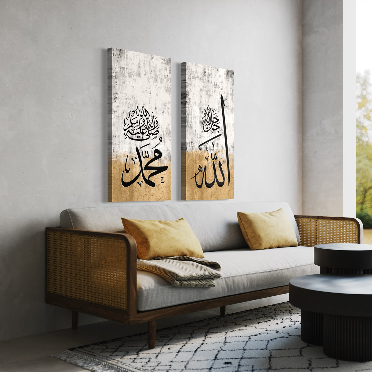 Allah and Muhammad calligraphy, set of 2 Islamic canvas prints – view 2