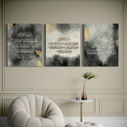 Set of 3 canvases Islamic modern Wall Art prints on canvas - 3 quls - ARPS2130