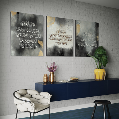 Set of 3 canvases Islamic modern Wall Art prints on canvas - 3 quls - ARPS2130